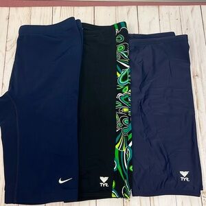 Nike & TYR young men’s practice & competition swimwear. Mid thigh length. SZ 32